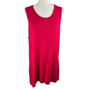 LOGO Layers Red Boat Neck Sleeveless Asymmetrical Tunic Tank Size 1X EUC